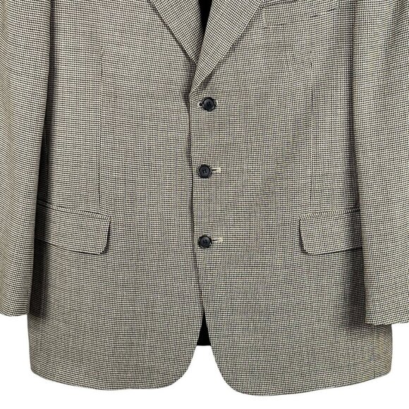 Gianfranco Ruffin Italy Mens 44R Wool Olive Green Houndstooth Blazer Timeless - Picture 8 of 15